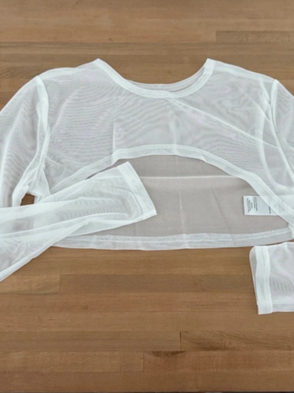 White Sheer Long-Sleeve Crop Dance Top